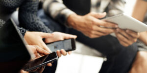 People Wating Digital Tablet Mobile Phone Technology Concept