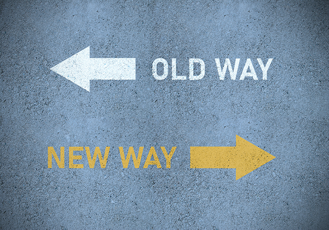 Old way (in white) or new way (in yellow) roadmarking