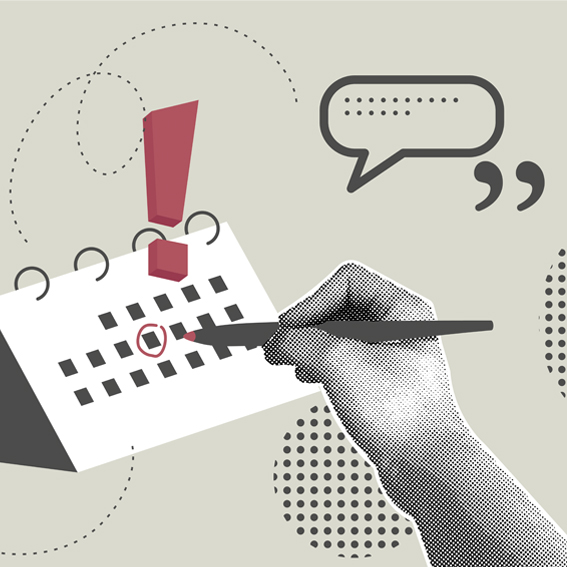 Trendy halftone collage of business calendar.